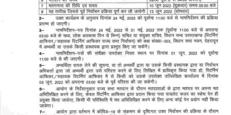 ब्रेकिंग : राज्यसभा की खाली सीट को लेकर चुनाव कार्यक्रम जारी