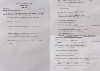 कारनामा: शिक्षा विभाग की मासिक परीक्षा में कई गलतियां,जांच के आदेश।