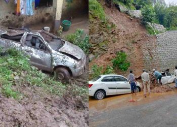 बड़ी खबर: बारिश का कहर। मलबे में दबी तीन गाडियां