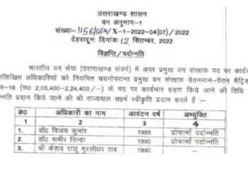 बड़ी खबर:  शासन ने तीन आईएफएस अधिकारियों के किए प्रमोशन