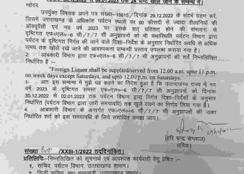 बड़ी खबर: नव वर्ष 2023 में शराब की दुकानों को लेकर नया अपडेट! आदेश जारी..