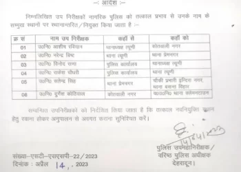तबादले: SSP देहरादून ने किए 6 उपनिरक्षकों के तबादले!देखिए लिस्ट..