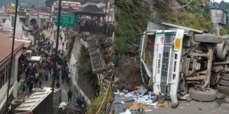 हादसा: मसूरी माल रोड़ में ट्रक गिरा नीचे!चालक की मौत..