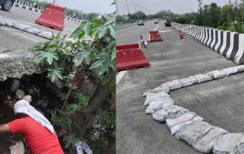 सावधान : यहां भारी बारिश के कारण NH की सड़क धंसी, बना गड्ढा..