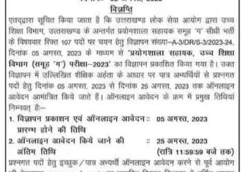 GOVERNMENT JOB’S: UKPSC  द्वारा इस विभाग में समूह “ग” के पदों पर सीधी भर्ती। जल्द करें आवेदन..