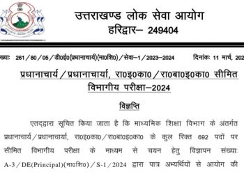 बिग ब्रेकिंग: माध्यमिक शिक्षा विभाग में 692 पदों पर भर्ती, UKPSC ने विज्ञप्ति जारी की..