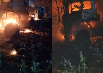 हादसा (वीडियो): यहां अनियंत्रित होकर गहरी खाई में गिरा ट्रक, लगी आग..