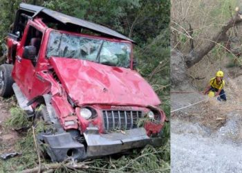 हादसा: मसूरी रोड में गहरी खाई में गिरी थार, दो लोगों की मौत, तीन घायल