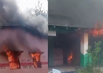 हादसा: यहां स्कूल में लगी भीषण आग, दस्तावेज फर्नीचर जलकर खाक.. देखें वीडियो 