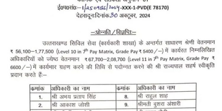 बड़ी खबर : इन अधिकारियों का हुआ प्रमोशन,देखे लिस्ट