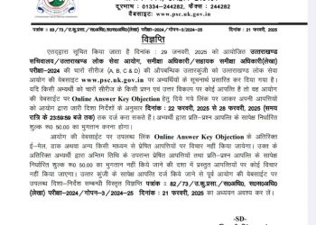 उत्तराखण्ड लोक सेवा आयोग, ने समीक्षा अधिकारी.सहायक समीक्षा अधिकारी (लेखा) परीक्षा की दी अपडेट।