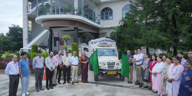 श्री गुरु राम राय विश्वविद्यालय ने थराली चमोली आपदा पीडितों के लिए भेजी राहत सामग्री