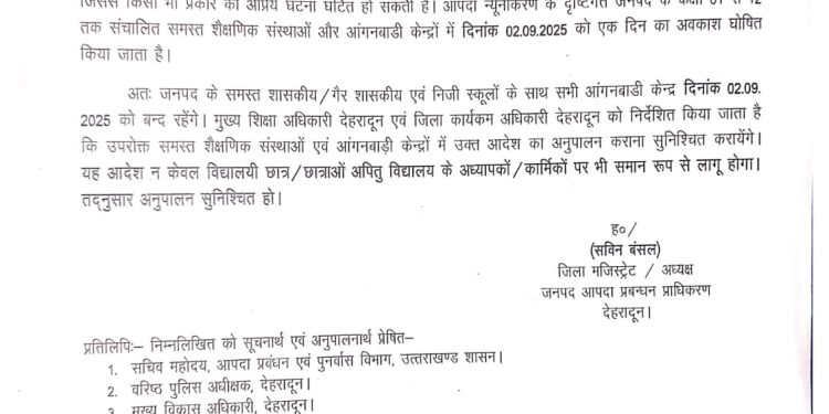 बिग ब्रेकिंग: आज इस जिले में सभी स्कूल रहेंगे बंद,देर रात आदेश जारी