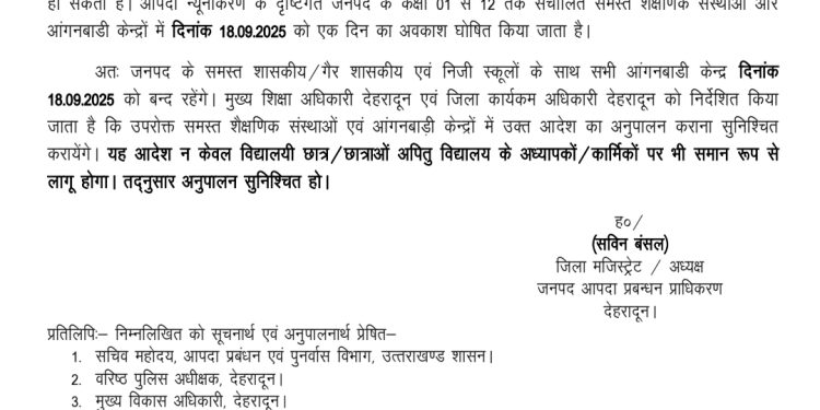 ब्रेकिंग: भारी बारिश के चलते आज इस जिले में सभी स्कूल रहेंगे बंद 