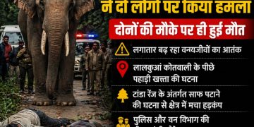 लालकुआं में जंगली हाथी का भयानक हमला: दो लोगों की मौके पर मौत, इलाके में मचा हड़कंप