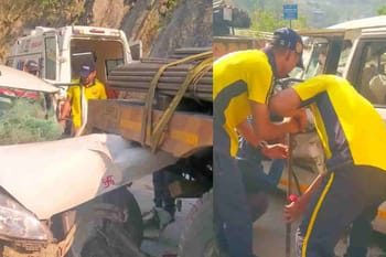 सरियों से भरे ट्रक से टकराई तेज रफ्तार कार, एक महिला की मौत 7 लोग घायल