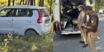 टिहरी में बड़ा हादसा! 50 मीटर गहरी खाई में गिरी वैगनआर, पेड़ पर अटकी कार; दंपति घायल